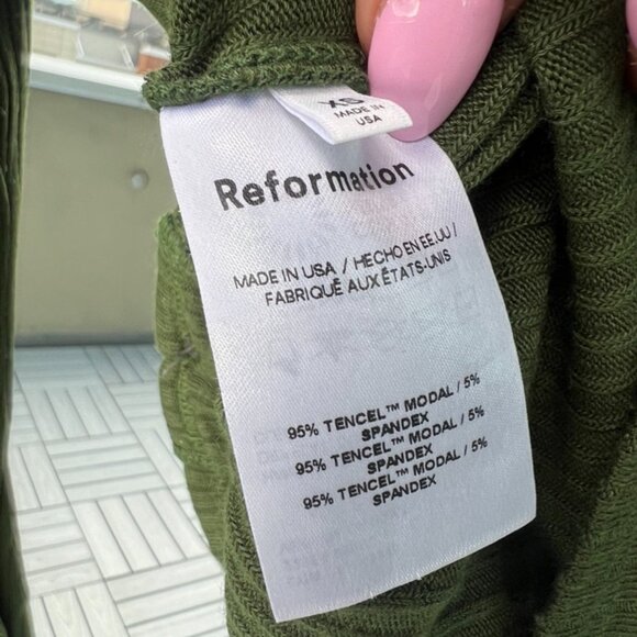 Reformation Green Ribbed Cardigan - Picture 7 of 8